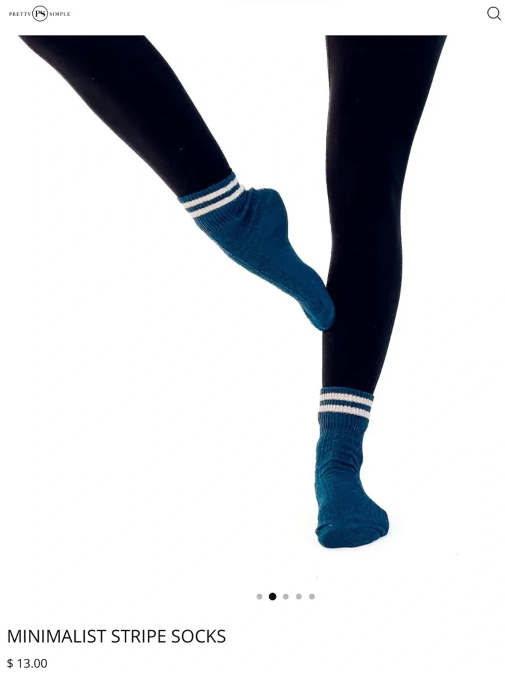 NWT 2 Pairs of Pretty Simple MINIMALIST STRIPE SOCKS Navy and Cream